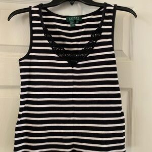Ralph Lauren Black and White Striped Tank Top